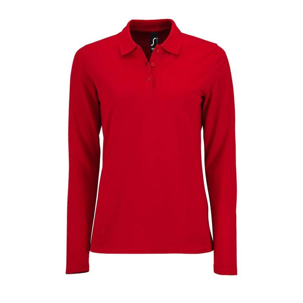 SOLS Womens/Ladies Perfect Long Sleeve Pique Polo Shirt / Red